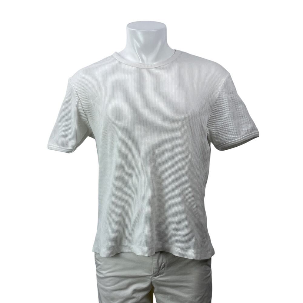 Zara Men's White Short Sleeves Ribbed Textured Crew Neck Tee T-shirt Top Size XL